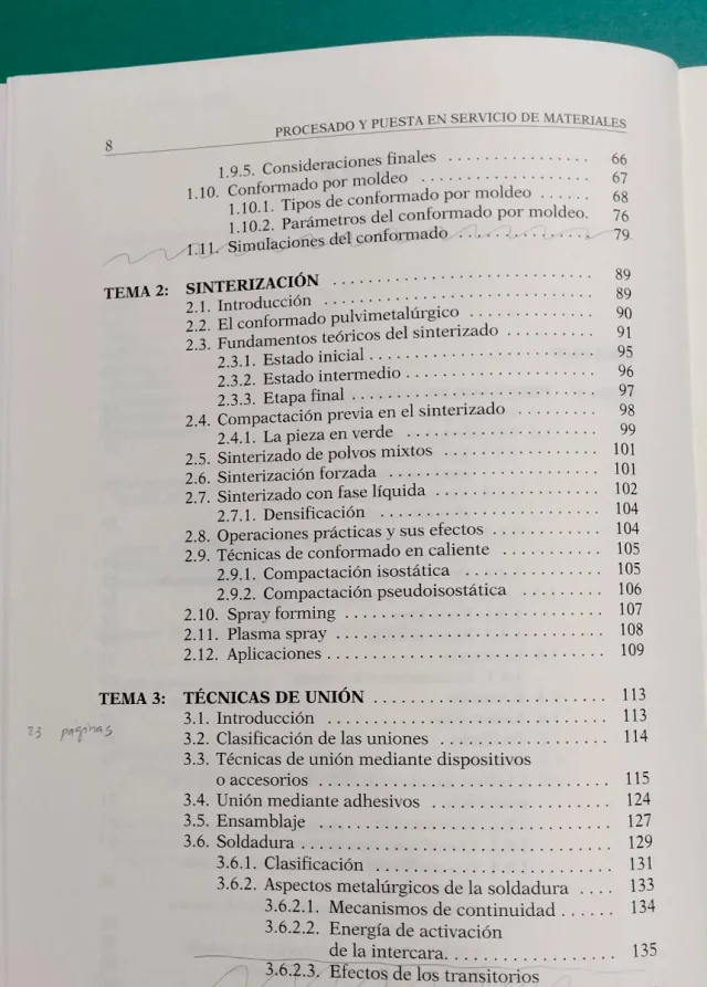 Procesado y puesta en servicio de materiales