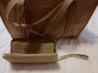 Conjunto Bolso y Cartera Bimba y Lola Beige