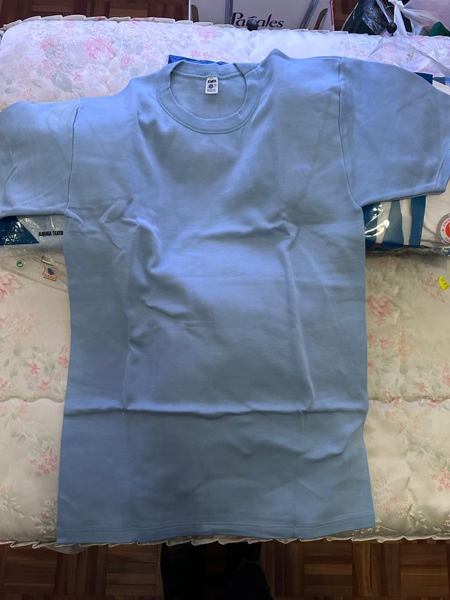 Camisetas interiores manga curta azuis