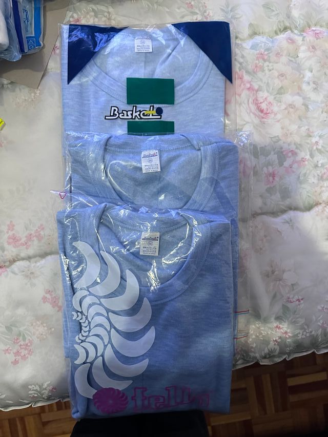 Camisetas interiores manga curta azuis