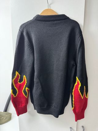 Maglione GCDS nero fiamme rosse 10 anni