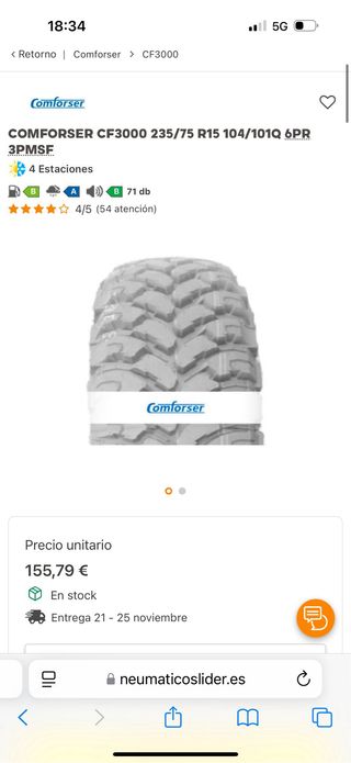 Neumáticos Comforser CF3000 235/75R15LT se cambian