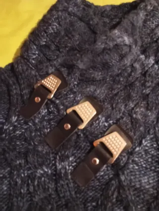 Jersey trenzado cuello alto gris talla L