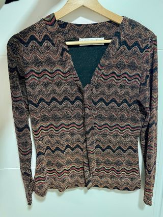 Camisa fiesta mujer brillante zigzag