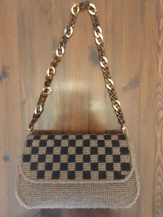 Borsa fatta a mano scacchi marrone nero