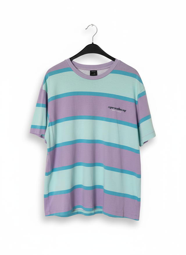 Camiseta rayas lila y turquesa