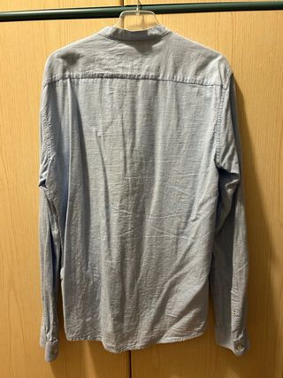 Camicia Pull&Bear uomo collo coreana azzurra