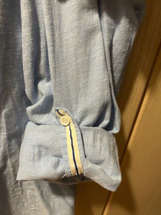 Camicia Pull&Bear uomo collo coreana azzurra