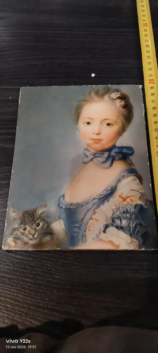 Lienzo niña con gatito