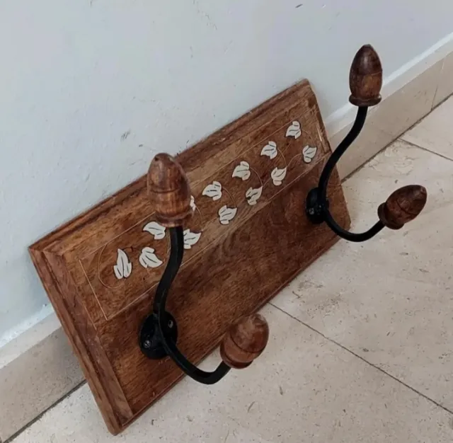 Appendiabiti vintage in legno e ferro battuto