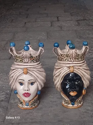 Coppia Teste di Moro Caltagirone Originali