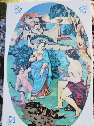 AZULEJO - CUPIDO CON ENAMORADOS -