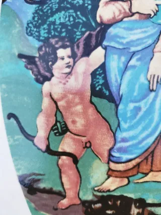 AZULEJO - CUPIDO CON ENAMORADOS -