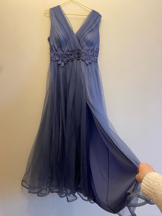 Abito Lungo Viola Chiaro/Grigio