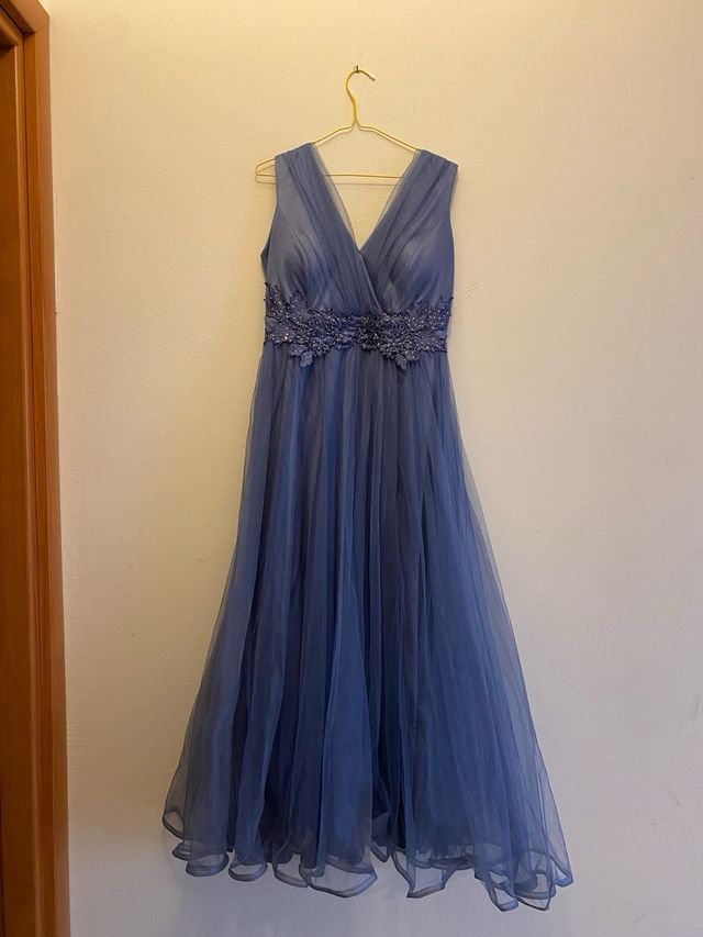 Abito Lungo Viola Chiaro/Grigio