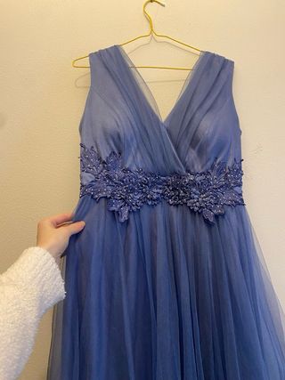 Abito Lungo Viola Chiaro/Grigio