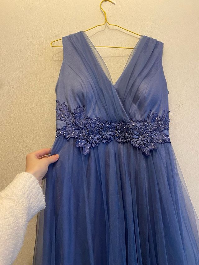 Abito Lungo Viola Chiaro/Grigio