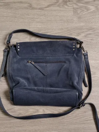 Bolso CARMELA Piel y Ante Azul