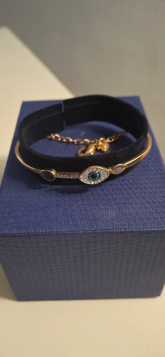 Pulsera Swarovski Ojo Azul Dorado