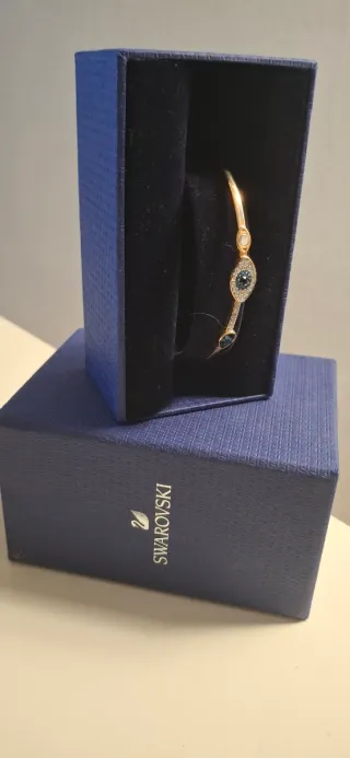 Pulsera Swarovski Ojo Azul Dorado