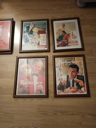 Quadri pubblicitari Budweiser in legno e carta