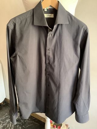 Camicia uomo grigio scuro maniche lunghe