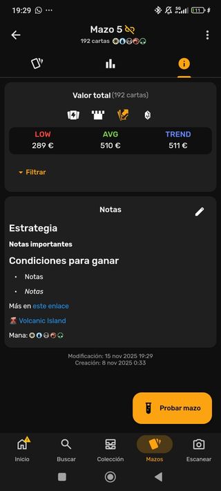 Colección de cartas Magic, preguntad por lista