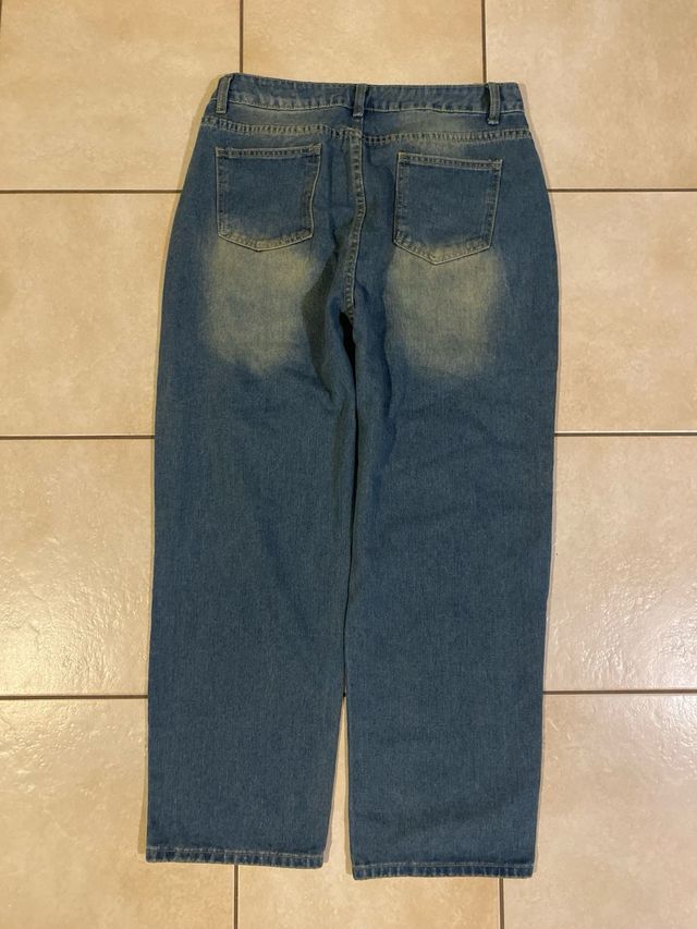 Jeans Vita Alta Wide-Leg Denim Blu