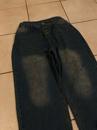 Jeans Vita Alta Wide-Leg Denim Blu