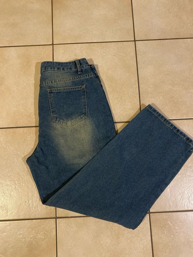 Jeans Vita Alta Wide-Leg Denim Blu