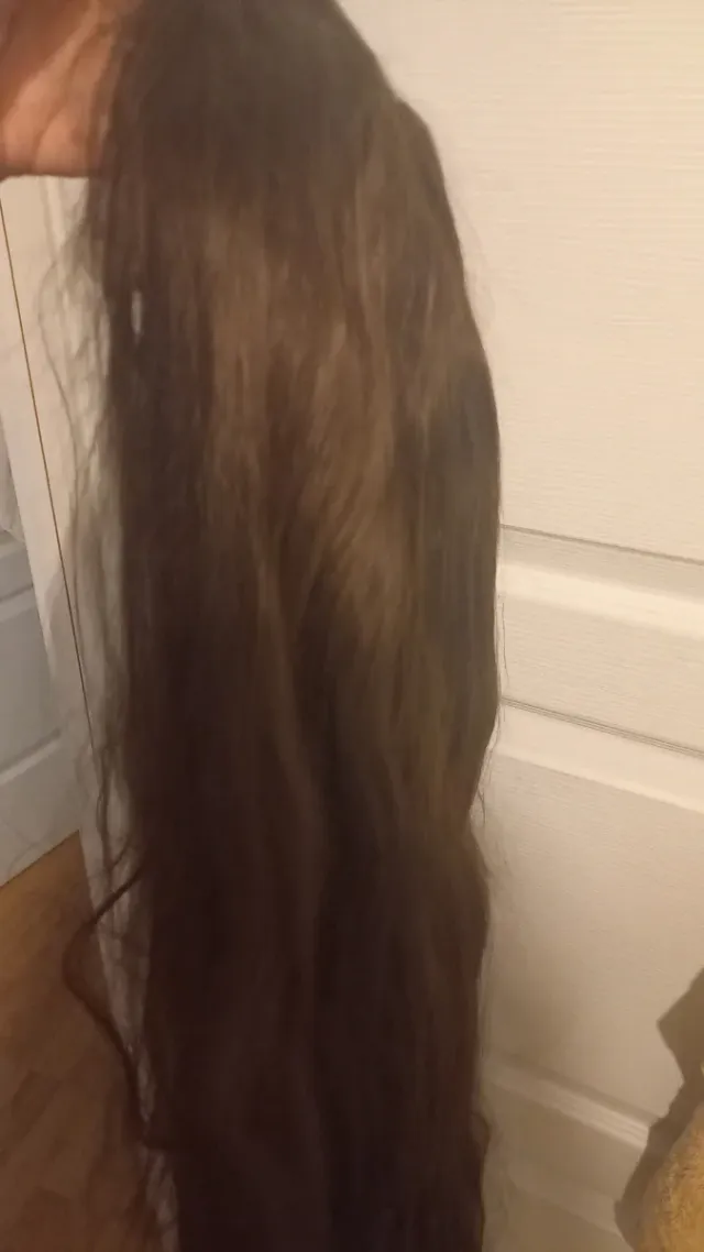 Peluca natural castaña larga