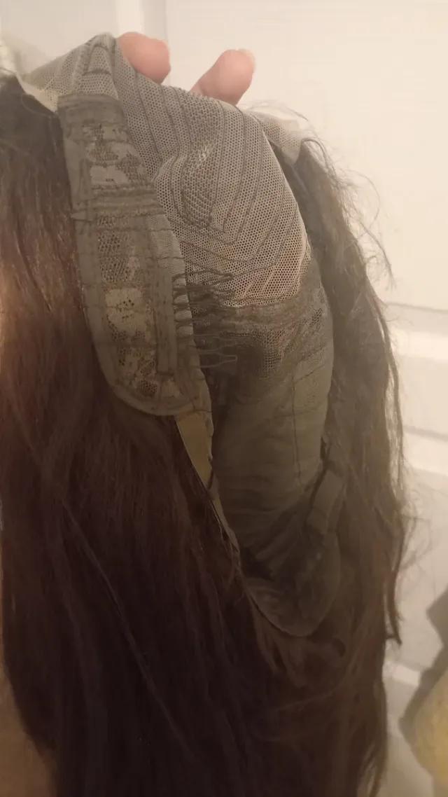 Peluca natural castaña larga