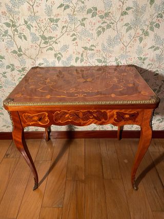 Mesa de juego marquetería madera y metal