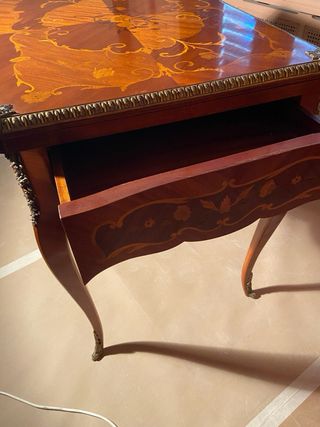 Mesa de juego marquetería madera y metal