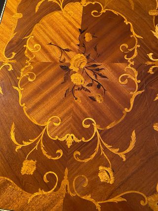 Mesa de juego marquetería madera y metal