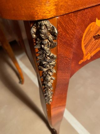 Mesa de juego marquetería madera y metal