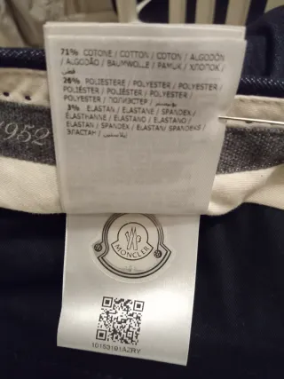 Moncler Pantalone Uomo Cotone Stretch Blu