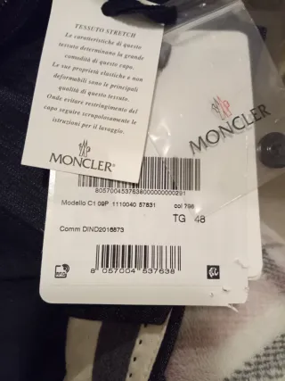 Moncler Pantalone Uomo Cotone Stretch Blu