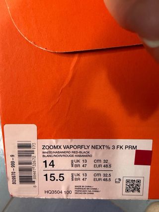 Nike ZoomX Vaporfly Next 3 FK PRM taglia 48.5