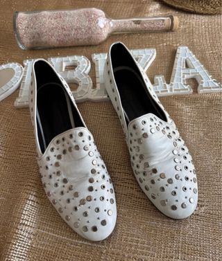 Mocasines Sandro Mujer Blancos Tachuelas