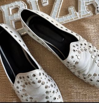 Mocasines Sandro Mujer Blancos Tachuelas