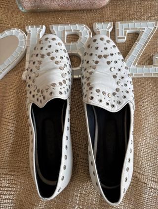 Mocasines Sandro Mujer Blancos Tachuelas