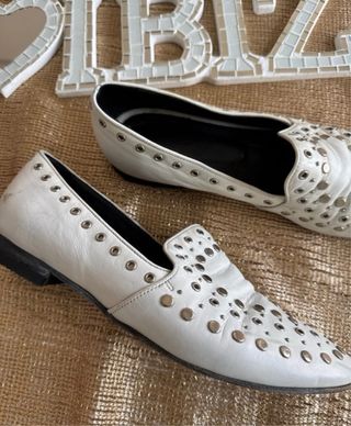 Mocasines Sandro Mujer Blancos Tachuelas