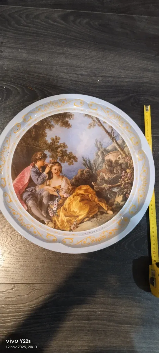 Bandeja Rococó Metal Dorada Multicolor