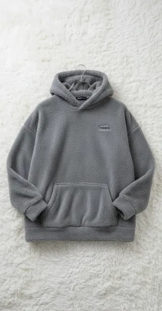 Sudadera con Capucha de Felpa Gris Hombre