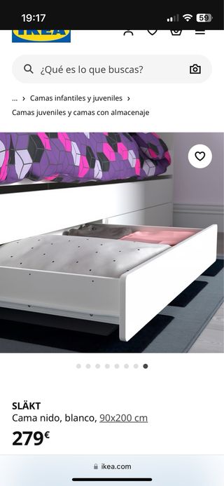 Cama nido SLÄKT Ikea 90x200 cm