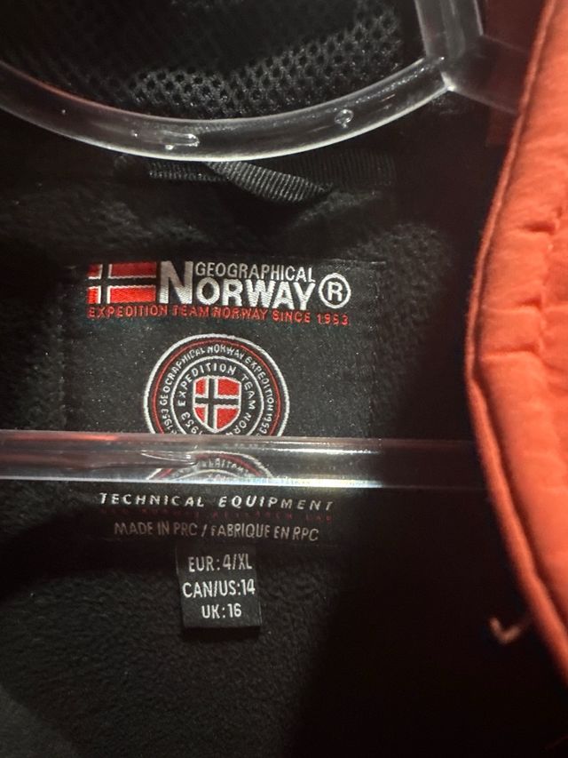 Chaqueta Geographical Norway Naranja Talla 4XL