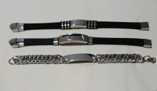 Lote 3 Pulseras Hombre Acero y Cuero