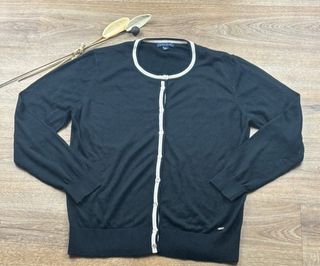 Cardigan Tommy Hilfiger donna nero stile retrò