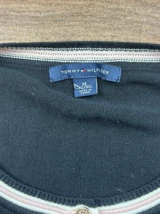 Cardigan Tommy Hilfiger donna nero stile retrò